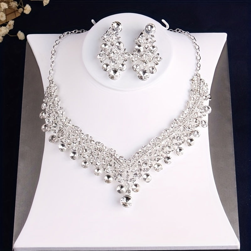 3pcs Crystal Bridal Crown Set Wedding Accessories