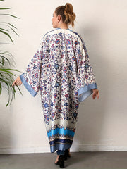 Boho Kimono Scarf Print Long Sleeve Maxi Kimono Cover Up