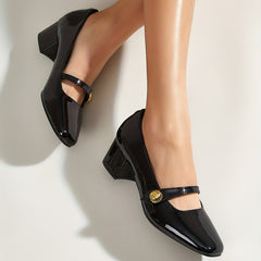 Women's Block Heel Mary Jane Square Toe Pumps