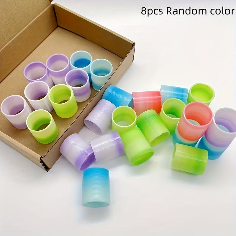 8pcs Rainbow Magic Fidget Stress Coil Mini Springs Bulk Toys