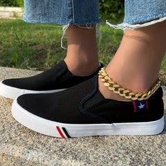 Women's Star Pattern Canvas Shoes Slip On Lightweight Sneakers