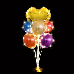 Table Flutter Balloon Holder Set with LED String Lights - Holds 7 Balloons