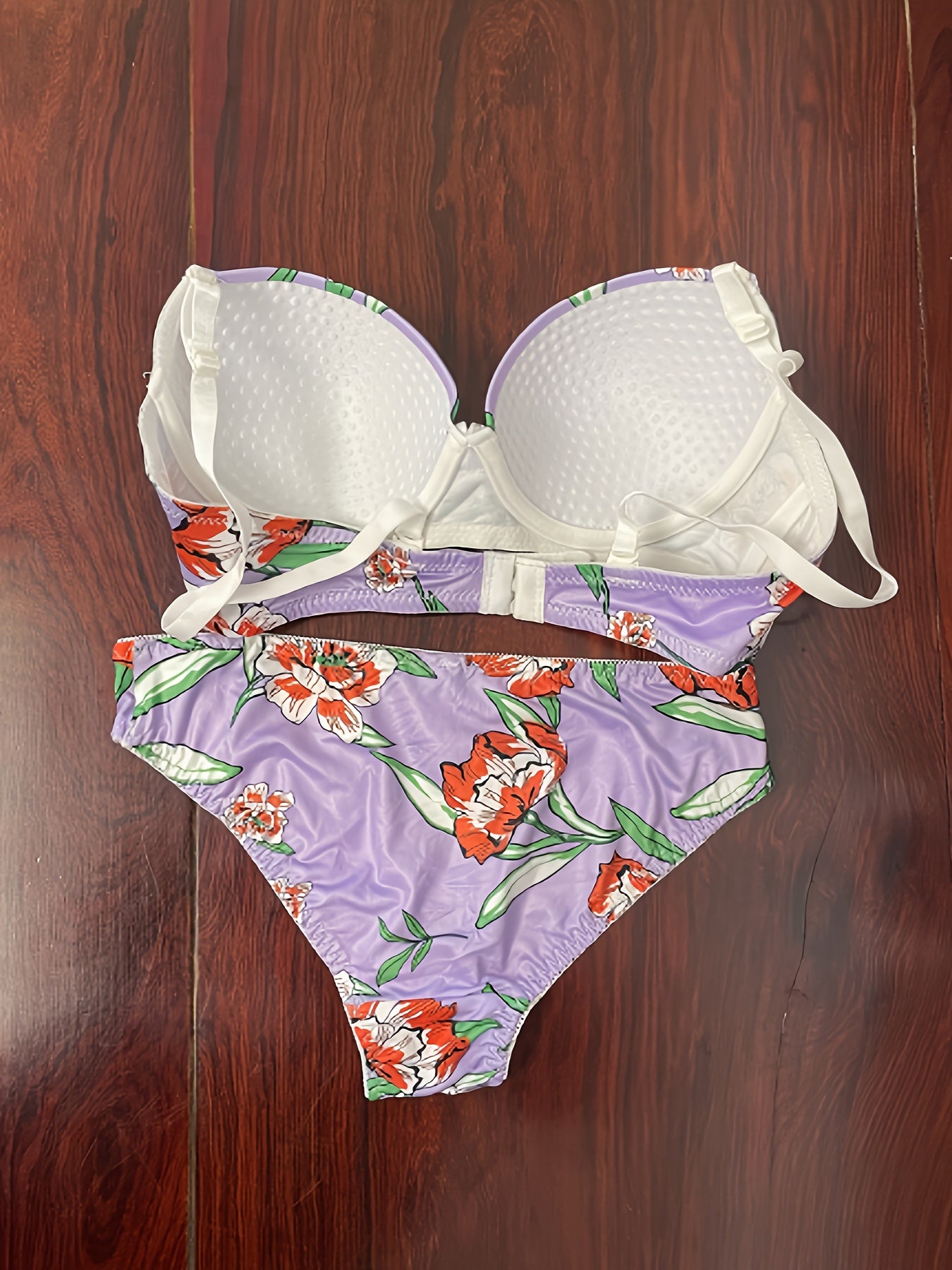 Floral Print Push Up Bra & Panties Set