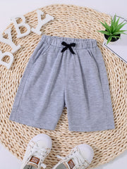 Boys Casual Shorts Drawstring Waist Pockets Summer Kids Clothes
