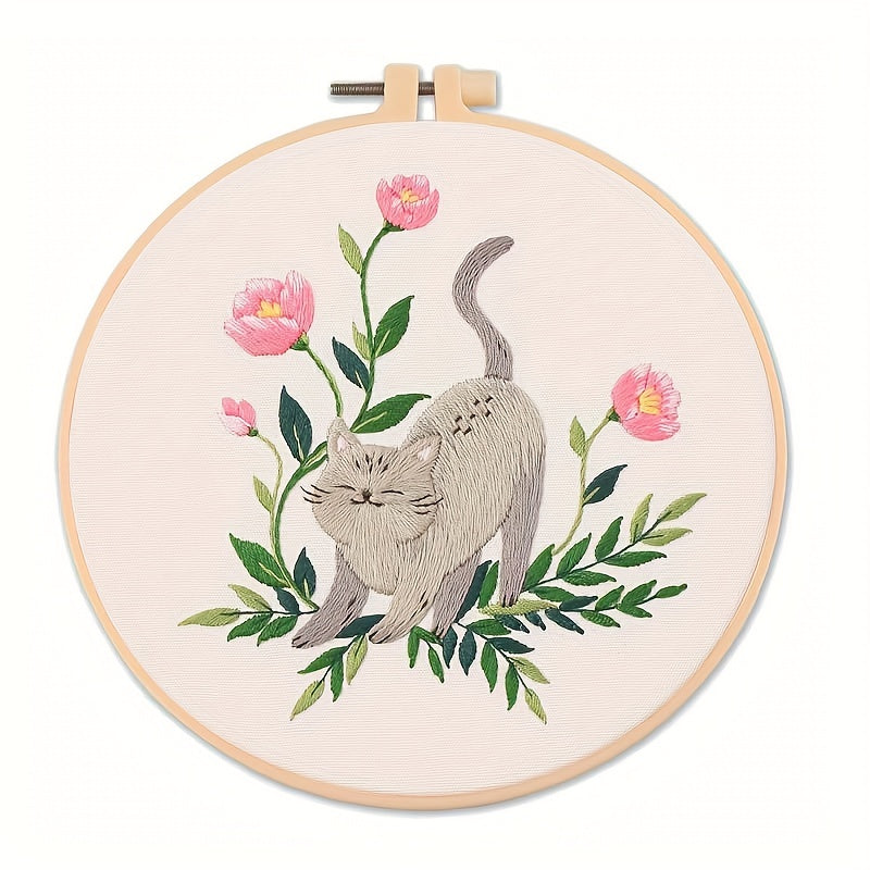 Embroidery Starter Kit for Adults - DIY Cats Pattern Cross Stitch