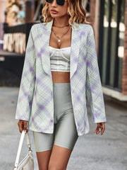 Purple Striped Plaid Casual Blazer & Stylish Office Wear