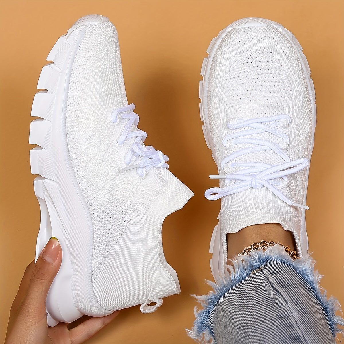 Women's Breathable Lace Up Walking Shoes Non Slip Sneakers