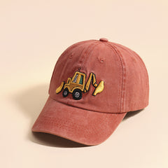 Kids Embroidered Excavator Sun Protection Baseball Cap