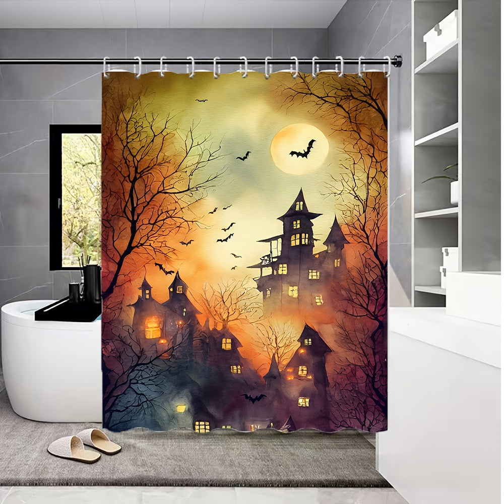 Halloween Castle Bats Shower Curtain