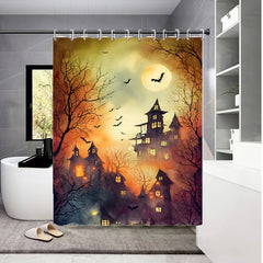 Halloween Castle Bats Shower Curtain