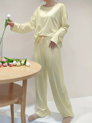 Polka Dot Lounge Set Long Sleeve Top & Pants Women's Loungewear