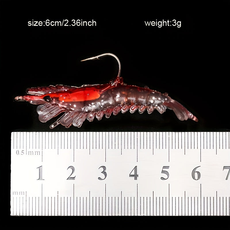 16pcs 3g Soft Shrimp Fishing Lures Sharp Hooks Bionic Fishing Lures