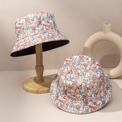 Pet Family Bucket Hat Dog Cat Rabbit Print Reversible Basin Hat Unisex Casual