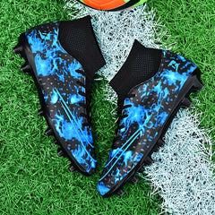 Men's Long Spikes Soccer Training Shoes with Stripes