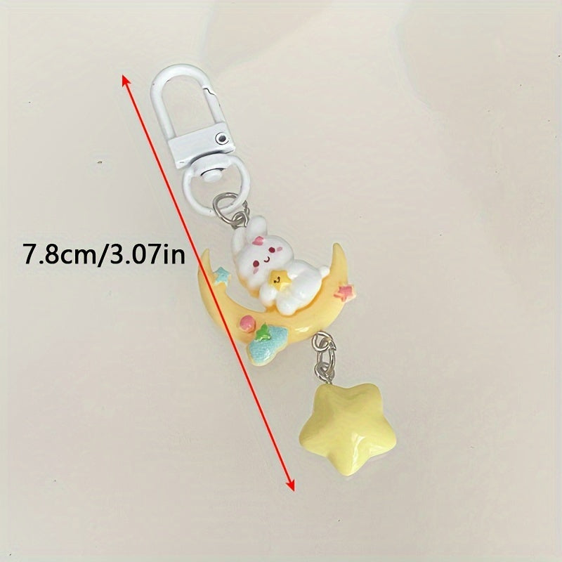 Moon Rabbit Keychain Keyring Women Ladies Cartoon Bag Ornament