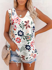 Floral Print Tank Top Sleeveless Casual Summer Women's Clothing