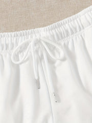 Letter Print Casual Short Sleeve T-shirt & Drawstring Waist Shorts