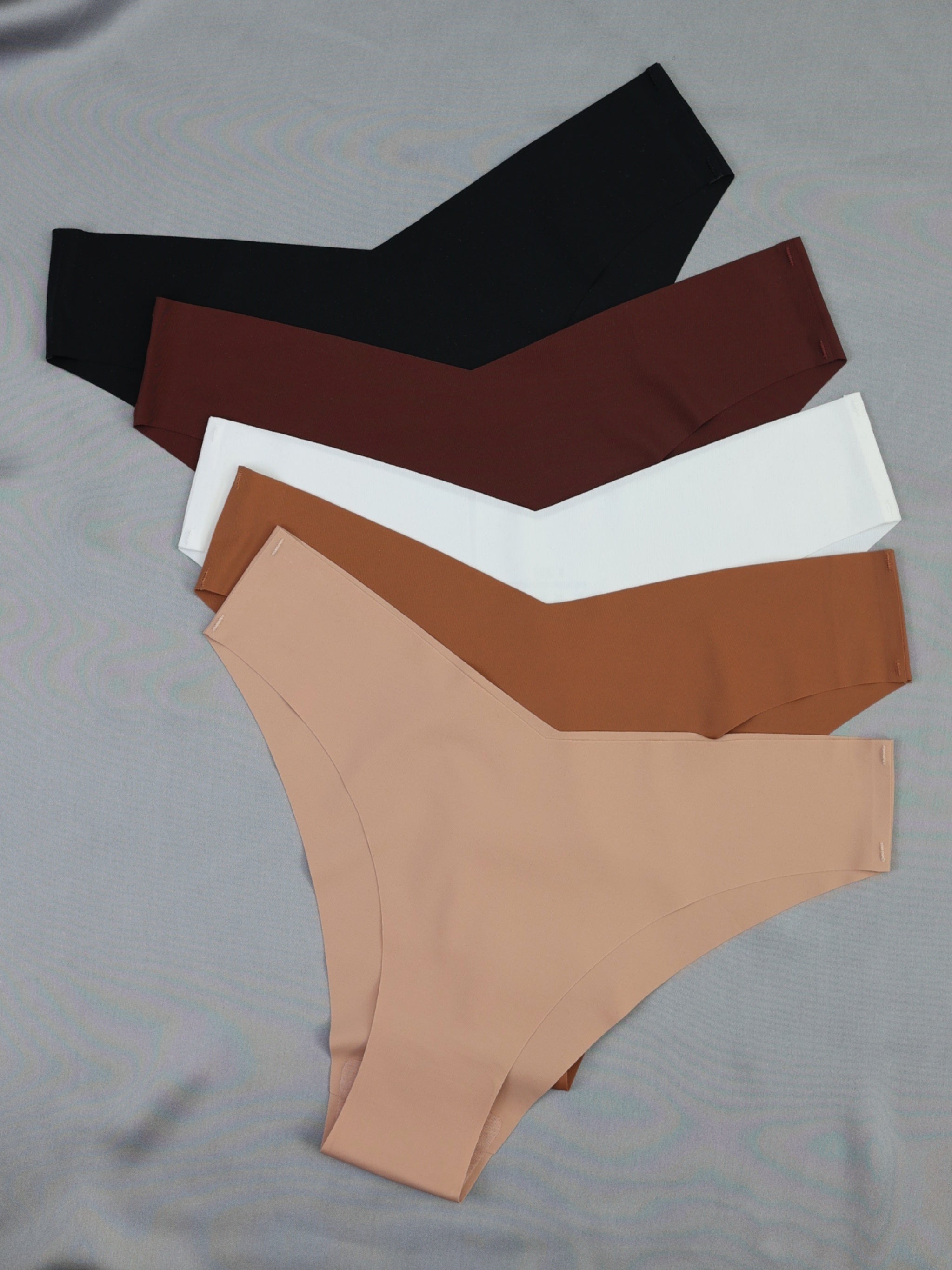 5 Seamless Solid Briefs Comfy Stretchy Intimates Panties