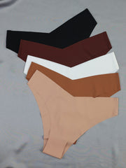 5 Seamless Solid Briefs Comfy Stretchy Intimates Panties