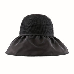 Large Brim Sun Hat Ruffles Solid Foldable Sunscreen Hats Women