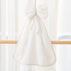 1pc Bowknot Coral Velvet Fingertip Towel Hanging Towel