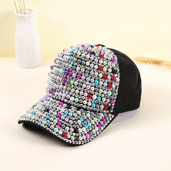 Sparkling Baseball Cap Colorful Rhinestone Faux Pearl Sun Hat