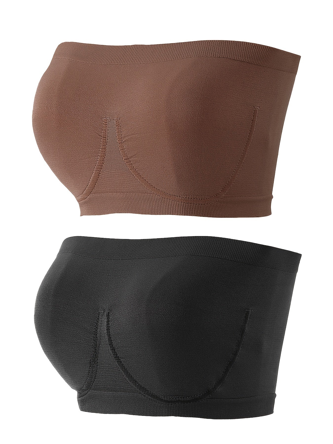 2pcs Invisible Strapless Bandeau Bras Soft & Comfy Stretch Everyday Bra