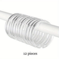 12 Transparent Plastic Shower Curtain Rings High Hooks For Bathroom Shower Rods