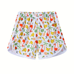 Girls Tropical Print Drawstring Pants for Summer Beach