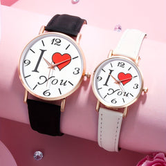 Romantic Couple Digital Quartz Watches with PU Leather Set