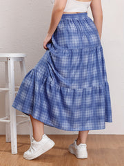 Ombre Houndstooth Print Maxi Skirt