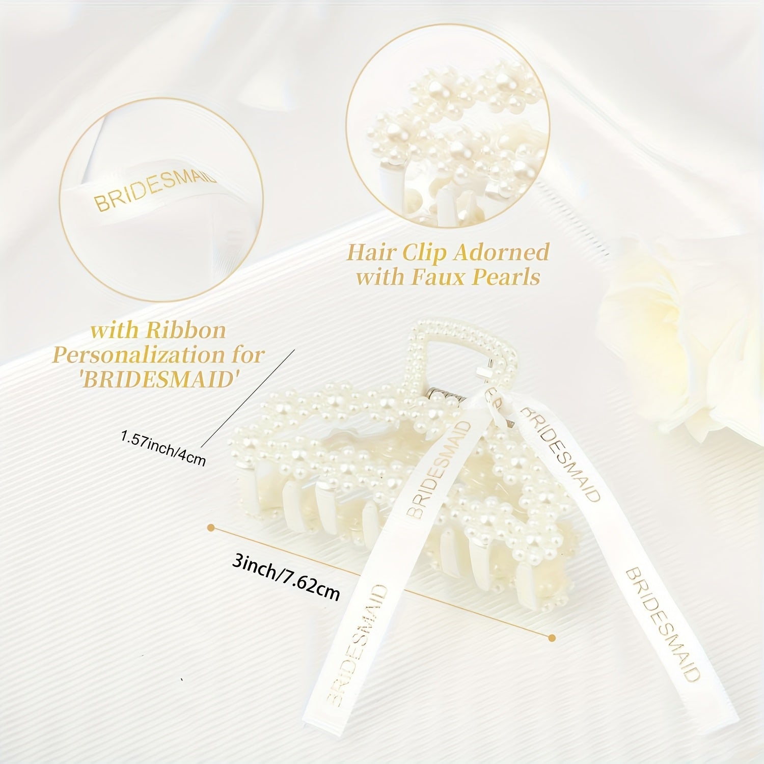 4pcs Bridesmaid Proposal Hair Claw Clips & Knot Bracelet Set