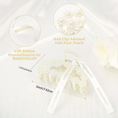 4pcs Bridesmaid Proposal Hair Claw Clips & Knot Bracelet Set