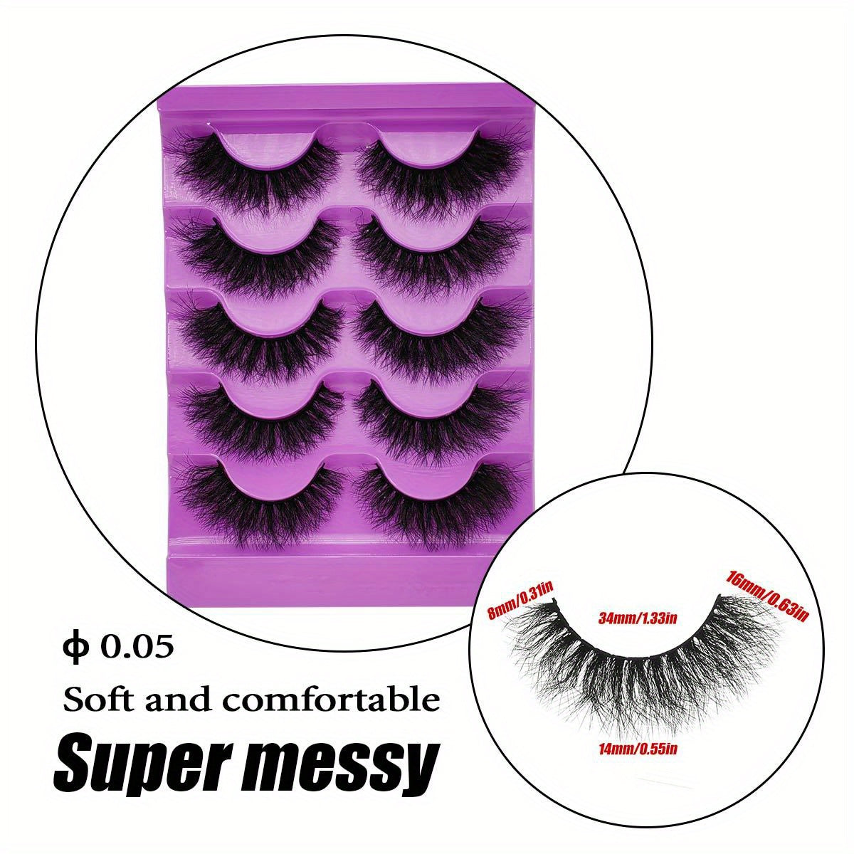 5 Pairs Messy Slender Fibers Fluffy False Eyelashes