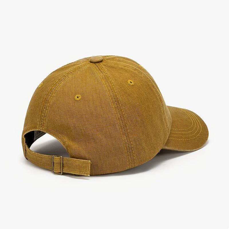 Vintage Washed Patch Baseball Cap Solid Adjustable Sports Hat Women's Dad Hats