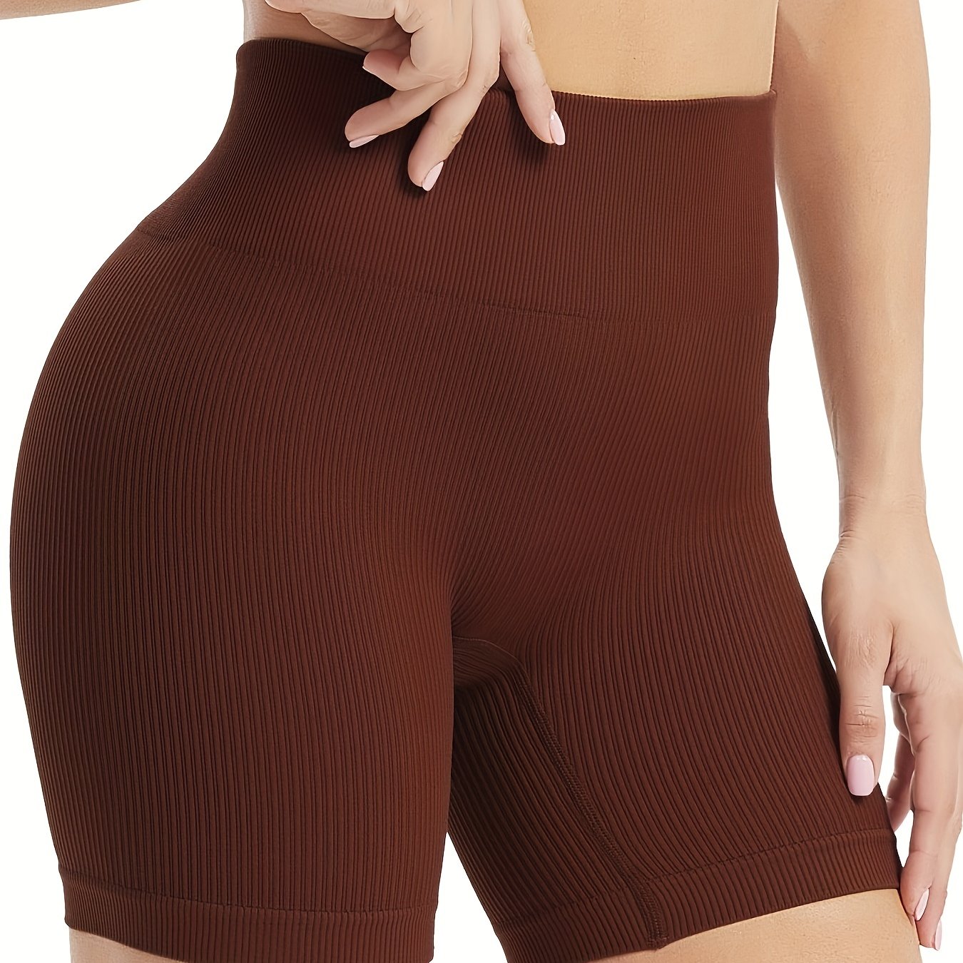 High Waist Yoga Shorts Butt Lifting Ribbed Workout Activewear