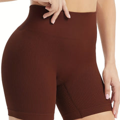 High Waist Yoga Shorts Butt Lifting Ribbed Workout Activewear