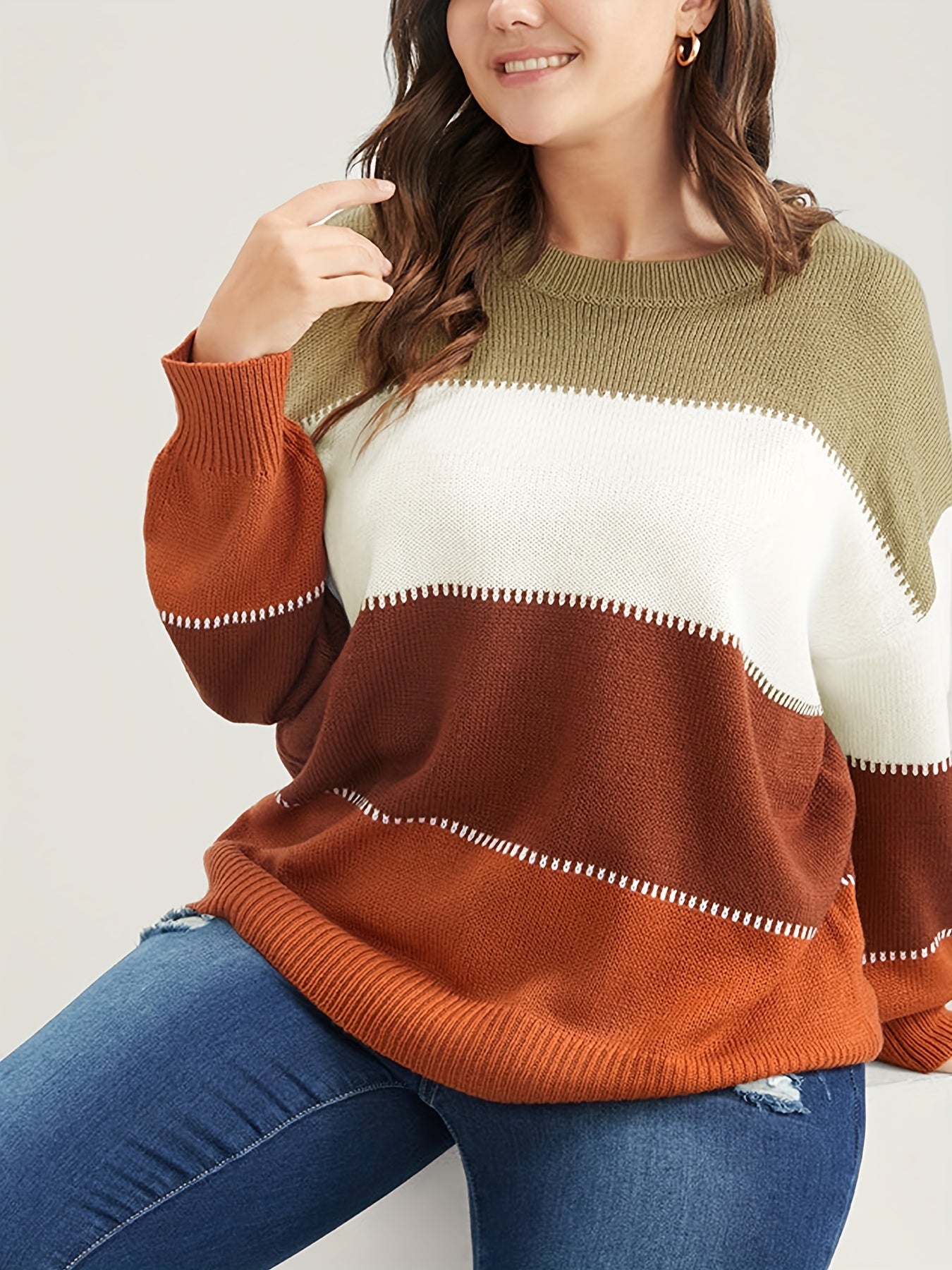 Colorblock Drop Shoulder Sweater
