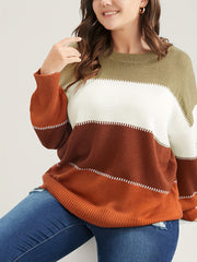 Colorblock Drop Shoulder Sweater