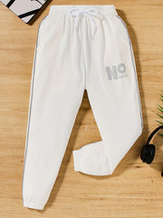 Girls Letter Graphic Sweatpants Elastic Waist Casual Jogger Pants