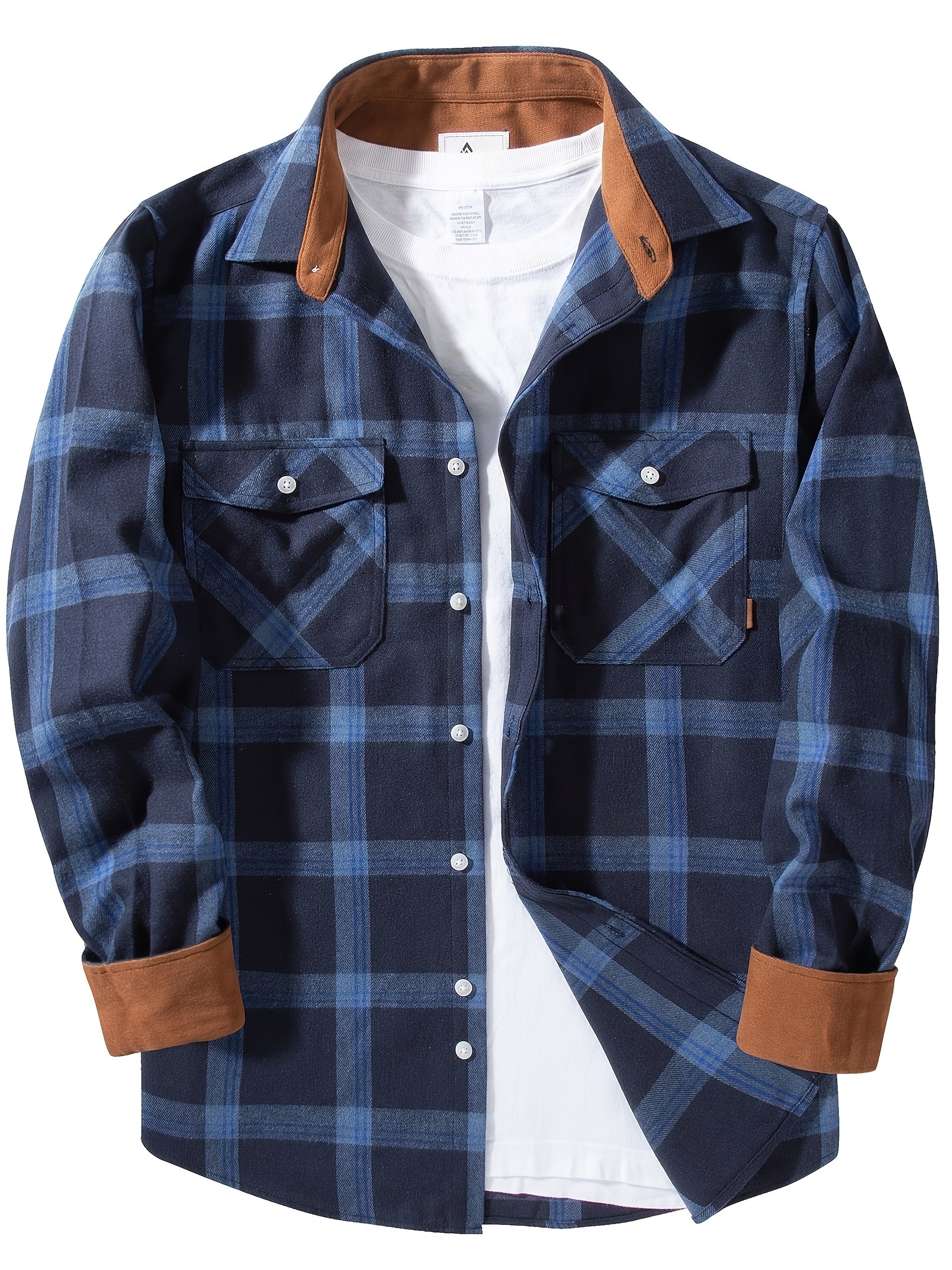 Men's Flannel Plaid Shirt Retro Button Down Long Sleeve