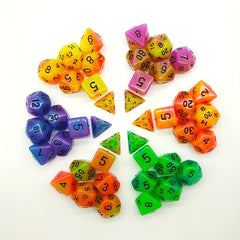 7 Pcs Double Glow Faceted Set Dice Carving Glow Digital Glow Resin Fun Dice
