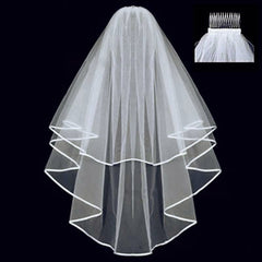 Minimalist Bridal Veil with Hair Comb Non Slip Mesh Headwear