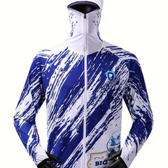 Men's Fish Pattern Block UPF 50 Sun Protection Hoodie Long Sleeve
