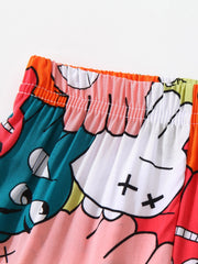Girls' Cartoon Face Jogger Pants For Outfit