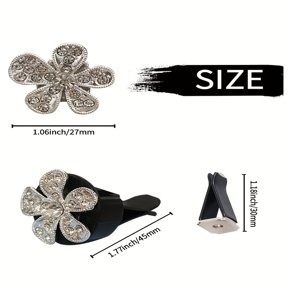3pcs Car Air Outlet Crystal Flower Inlaid Diamonds