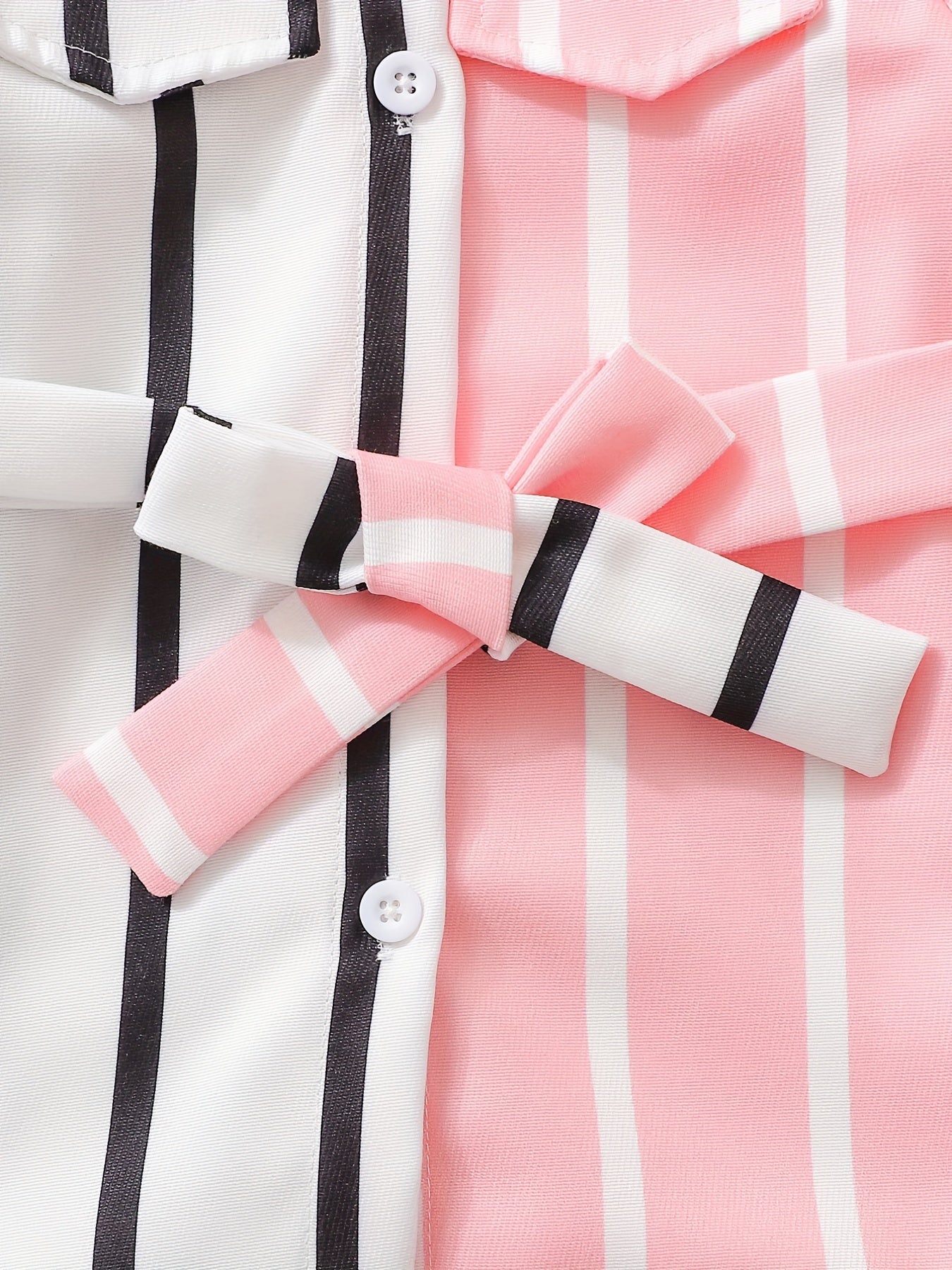 Baby Girls Striped Block Shirt Cardigan Dress