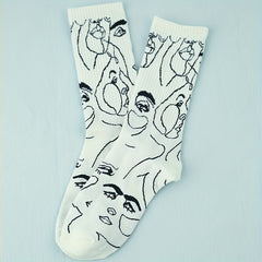 Abstract Pattern Crew Socks Soft & Comfy Women's Mid Tube Stockings