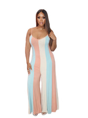 Colorblock Loose Fit Cami Wide Leg Jumpsuit Plus Size