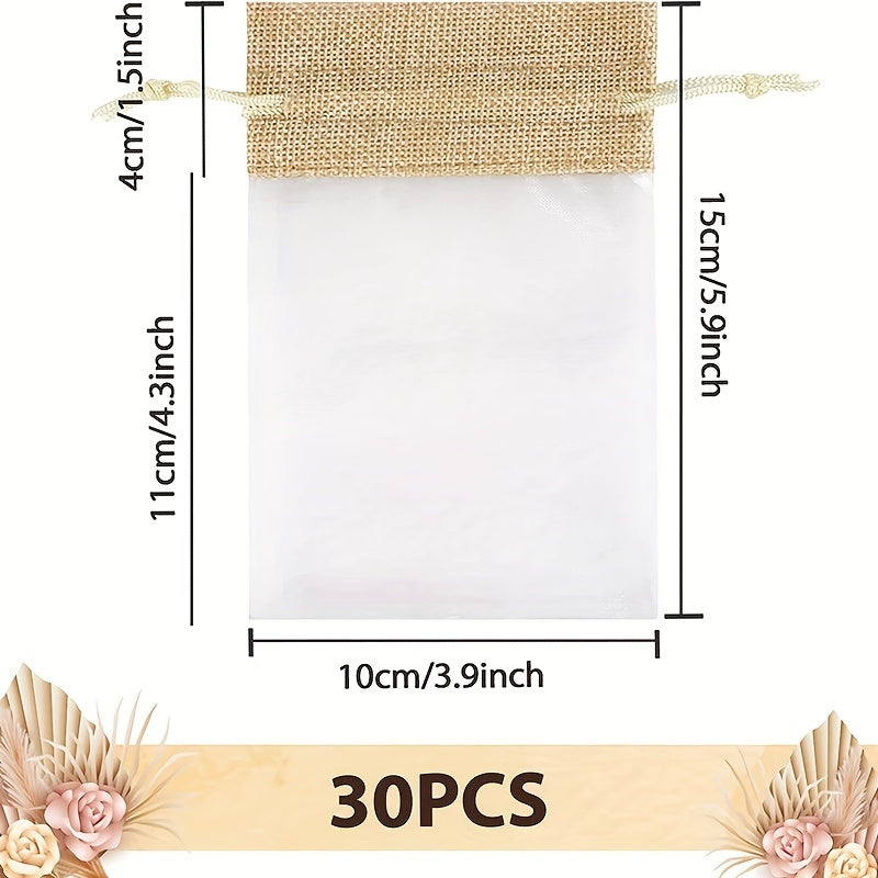 30pcs Burlap Gift Bag Mesh Candy Favour Jewelry Pouches 10x15cm Drawstring